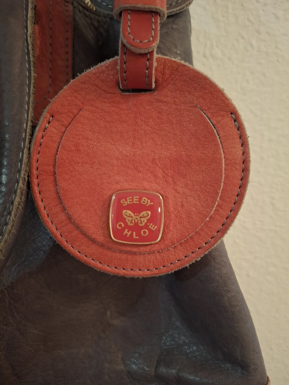 See By Chloé Two-Tone Gray and Rust Leather Hobo Bag